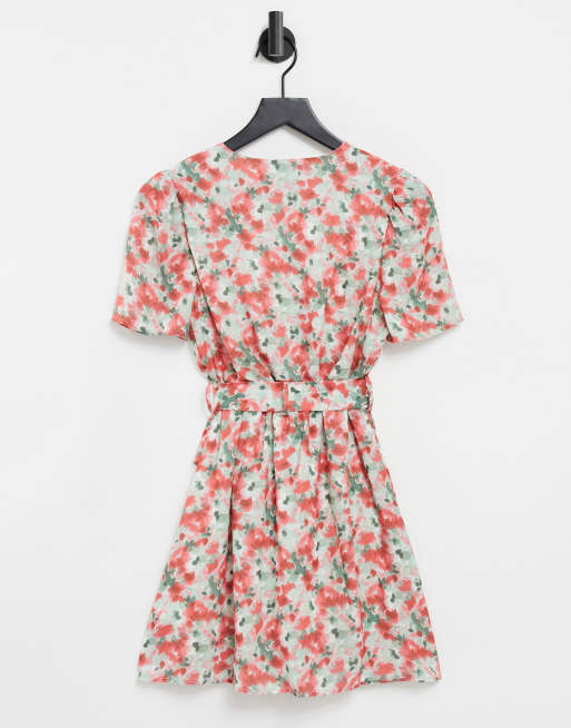 In The Style - Robe portefeuille à manches courtes et imprimé floral - Rose, 2 de 4