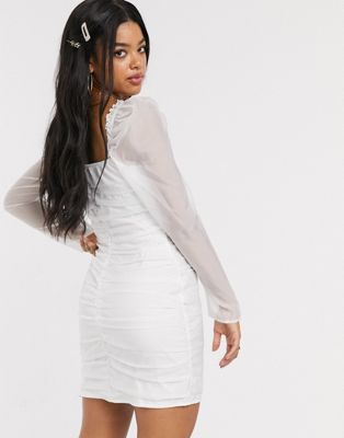 all white mesh dress