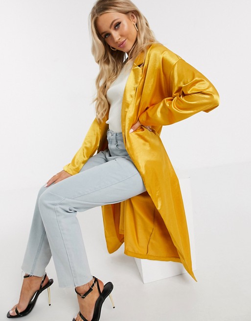 In The Style satin duster jacket in yellow