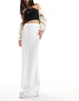 In The Style satin maxi skirt in white