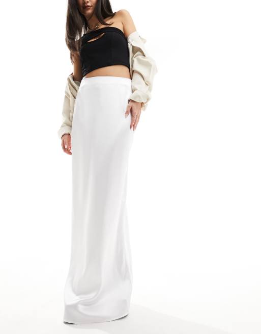 Asos white satin outlet maxi skirt