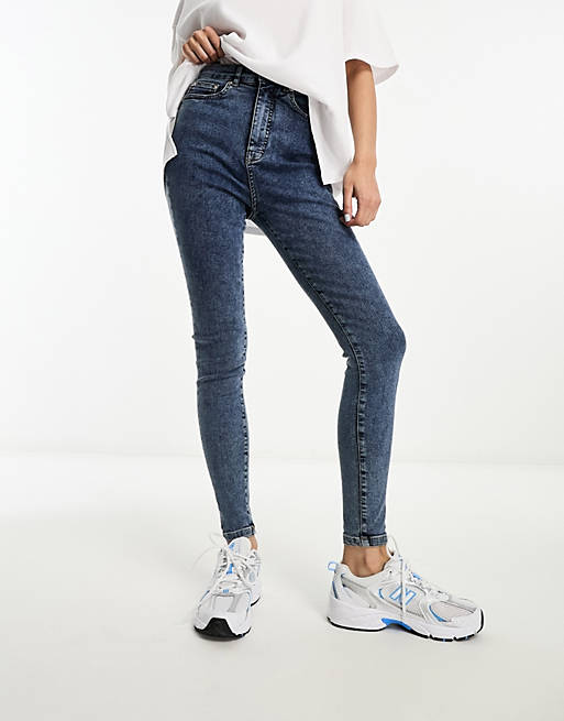 In The Style sculpted high waist skinny jeans in mid blue | ASOS
