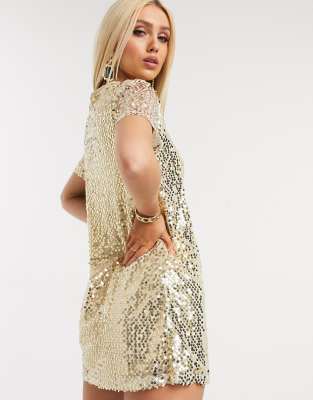 gold sequin shirt dress