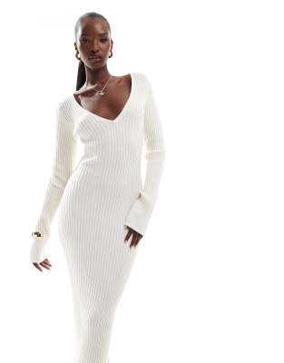 In The Style soft ribbed v neck maxi jumper dress