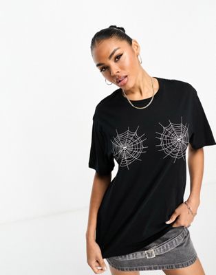  In The Style spider motif t-shirt in black - ASOS Price Checker