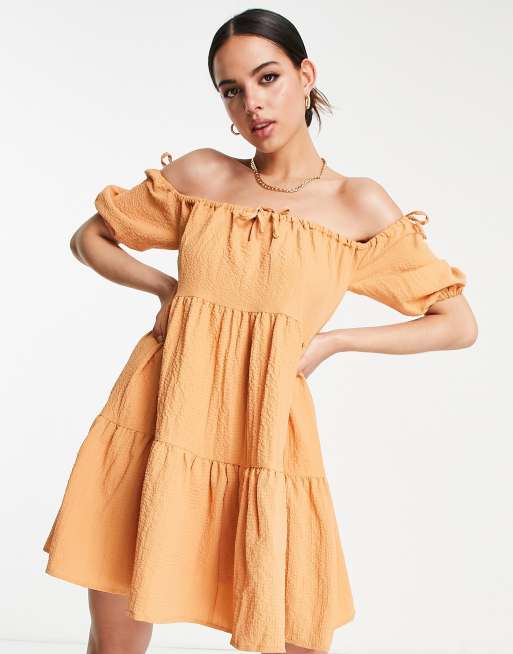In The Style – Stacey Solomon – Orange panelsydd klänning med singoallaringning