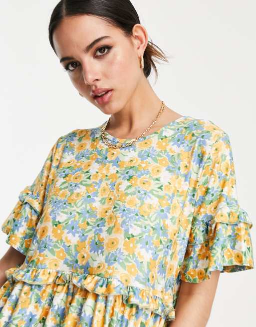 In The Style - Stacey Solomon - Robe babydoll à imprimé fleuri - Bleu , 3 de 4