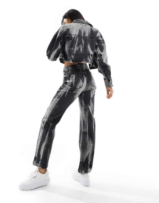 In The Style straight leg jeans co-ord in bleach wash black, 4 of 5
