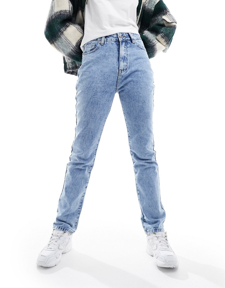 In The Style straight leg jeans in bleach wash blue