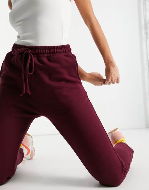 Burgundy joggers sales