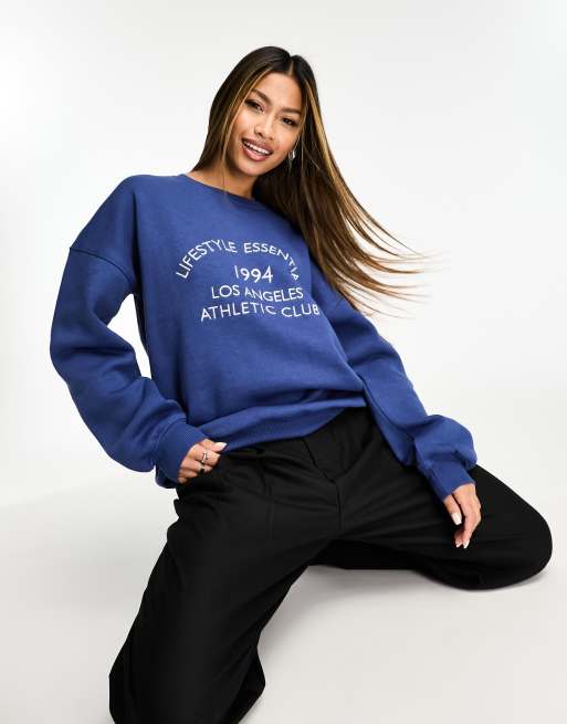 In The Style - Sweat oversize à broderie Lifestyle - Bleu marine