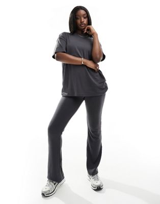 In The Style t-shirt and flare trouser set in charcoal