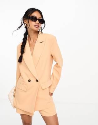 In The Style Tailored Blazer In Peach - Part Of A Set-orange