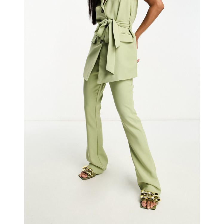 4th & Reckless Tall exclusive kick flare trouser in sage green