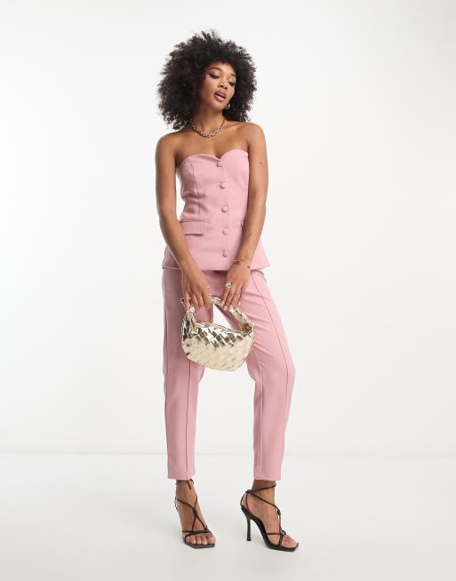 In The Style tailored trouser co-ord in pink