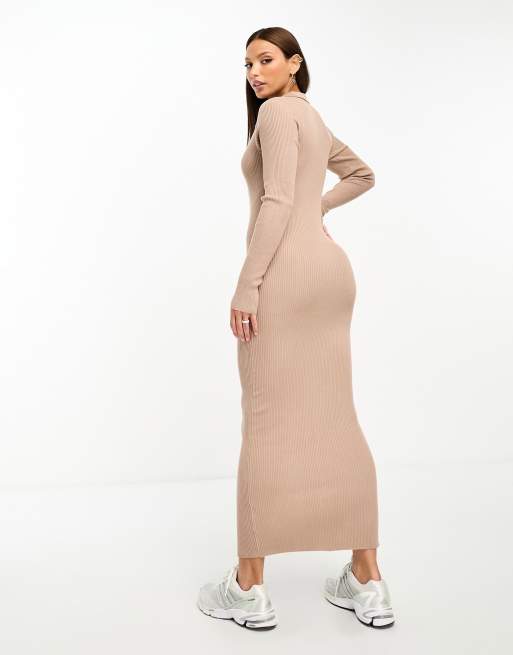 In The Style Tall button through maxi cardigan dress in camel ASOS