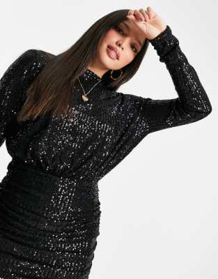 High Neck Sequin Dress