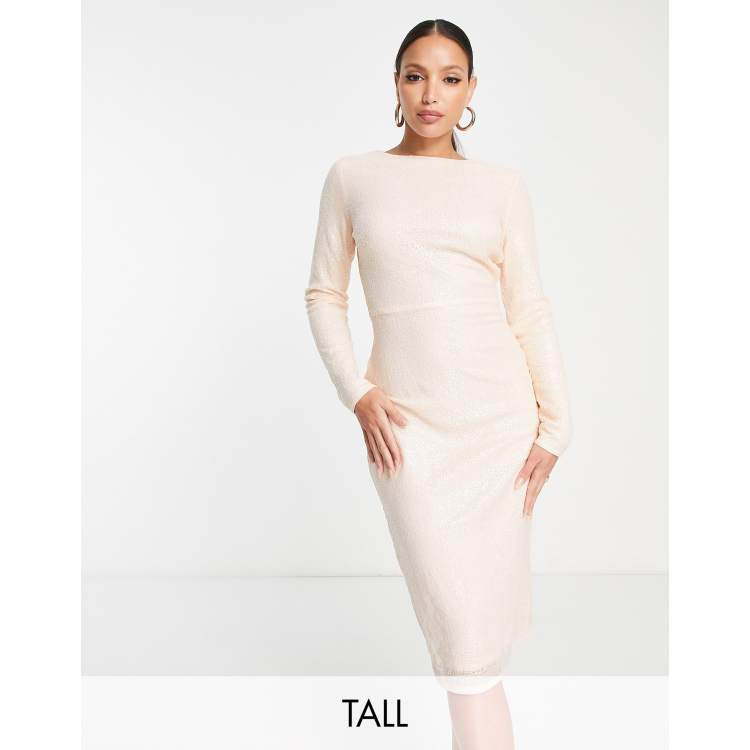 Cream long deals sleeve midi dress