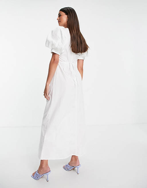 Women In The Style Tall x Lorna Luxe longline button through blouse in white 