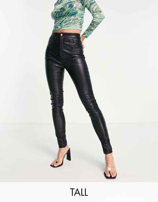 In The Style Tall x Lorna Luxe – Svarta konturerande leggings i läderimitation 