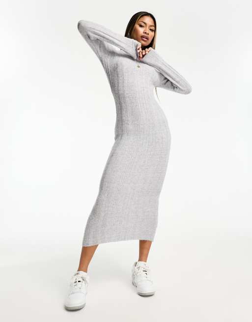 Grey ribbed best sale jumper dress