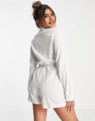 white long sleeve playsuit