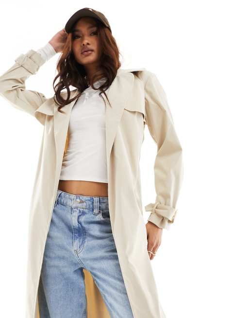 In The Style - Trench color pietra allacciato in vita, 3 di 4