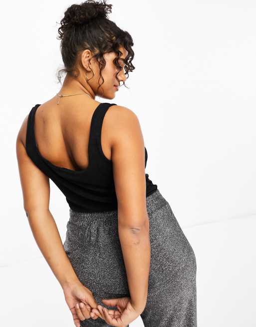 In The Style - Tætsiddende bodystocking med firkantet hals i sort - Kun hos ASOS, 3 af 4