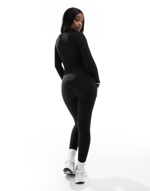 In The Style - Unitard met rits en lange mouwen in zwart, 4 van 4