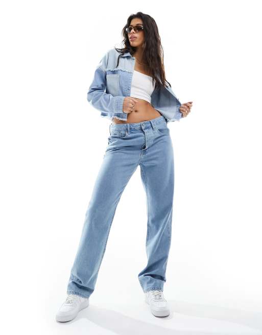 In The Style - Veste en jean à coutures effilochées avec poches - Bleu clair, 2 de 4