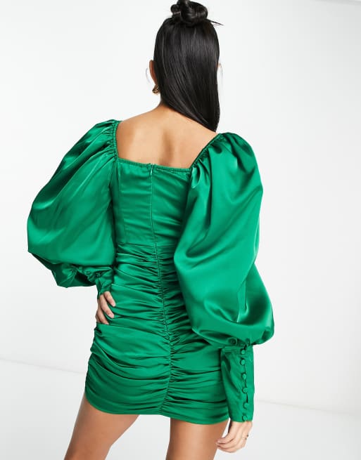 Green silk deals bodycon dress
