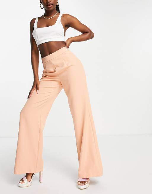 In The Style wide leg pants in peach - part of a set