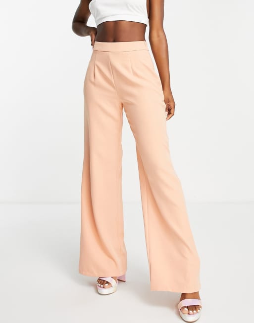 In The Style wide leg trouser co ord in peach