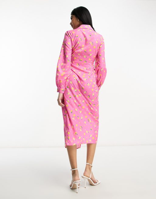 Spot Print Silk Shirt Dress