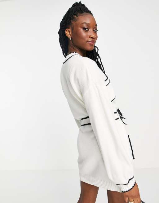 In The Style x Billie Faiers contrast cardigan dress in white | ASOS