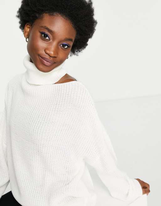 Turtleneck sweater with one shoulder cut out sale