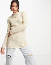 New Look ribbed long sleeved peplum top in khaki | ASOS