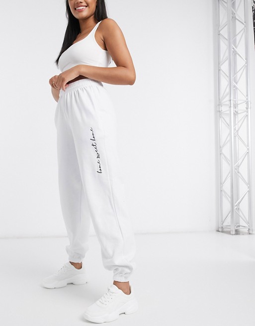 In The Style x Billie Faiers loungewear motif slogan jogger in white