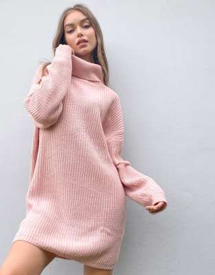 roll neck knitted jumper dress