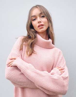 pink oversized roll neck jumper