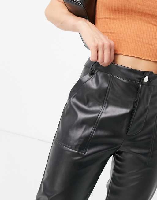 In The Style x Billie Faiers pu joggers in black