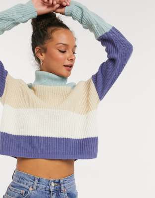 blue cropped knitted jumper