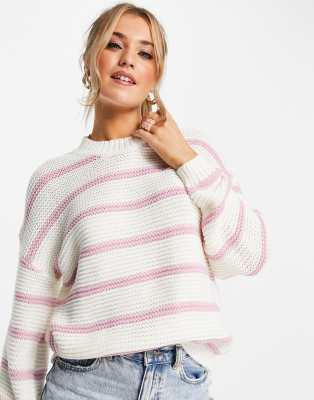 In The Style x Billie Faiers stripe jumper in pink multi