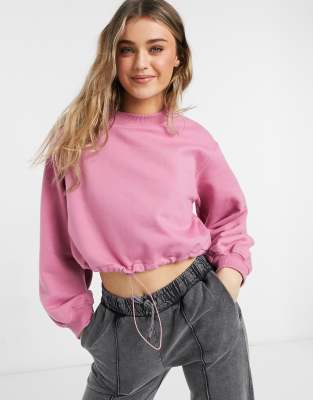 drawstring crop top sweatshirt