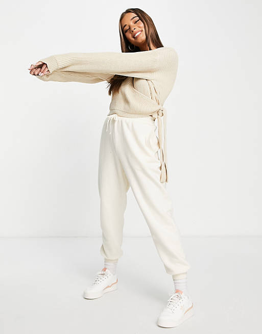  In The Style x Dani Dyer knitted wrap jumper in cream 