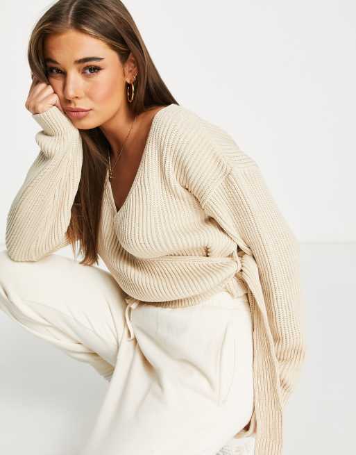 Cream hot sale wrap jumper