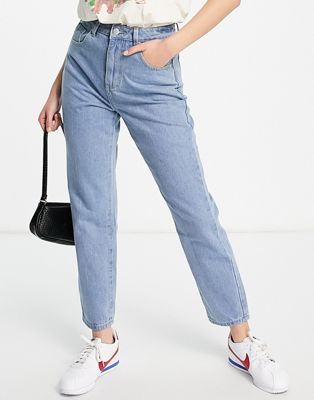 In The Style x Dani Dyer mom jean in washed blue - ASOS Price Checker