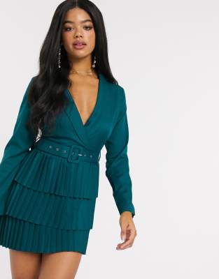 blazer dress with pleated skirt