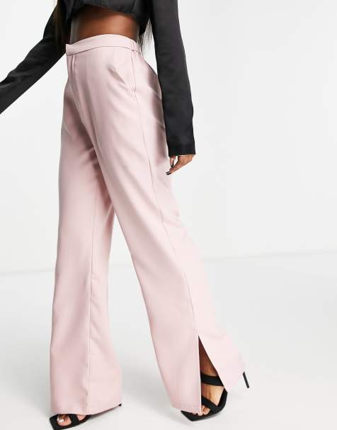 In The Style x Dani Dyer straight leg pants with side splits in dusky mauve (part of a set) - view 1