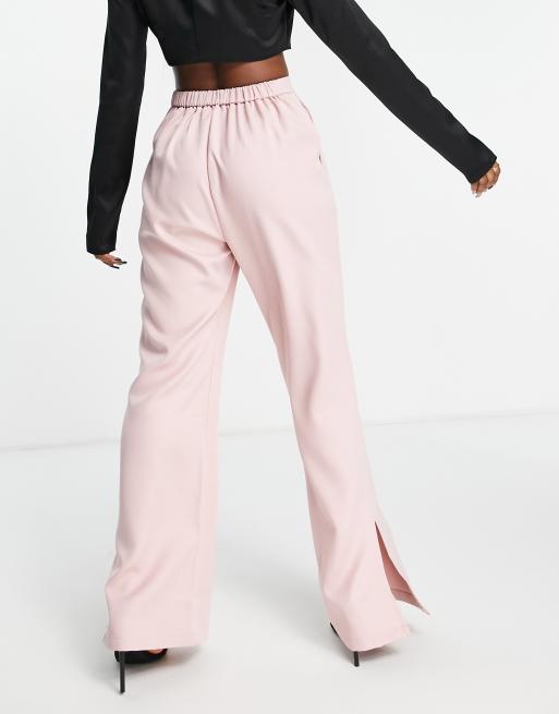 In The Style x Dani Dyer straight leg trouser with side splits co ord in dusky mauve, 2 of 4